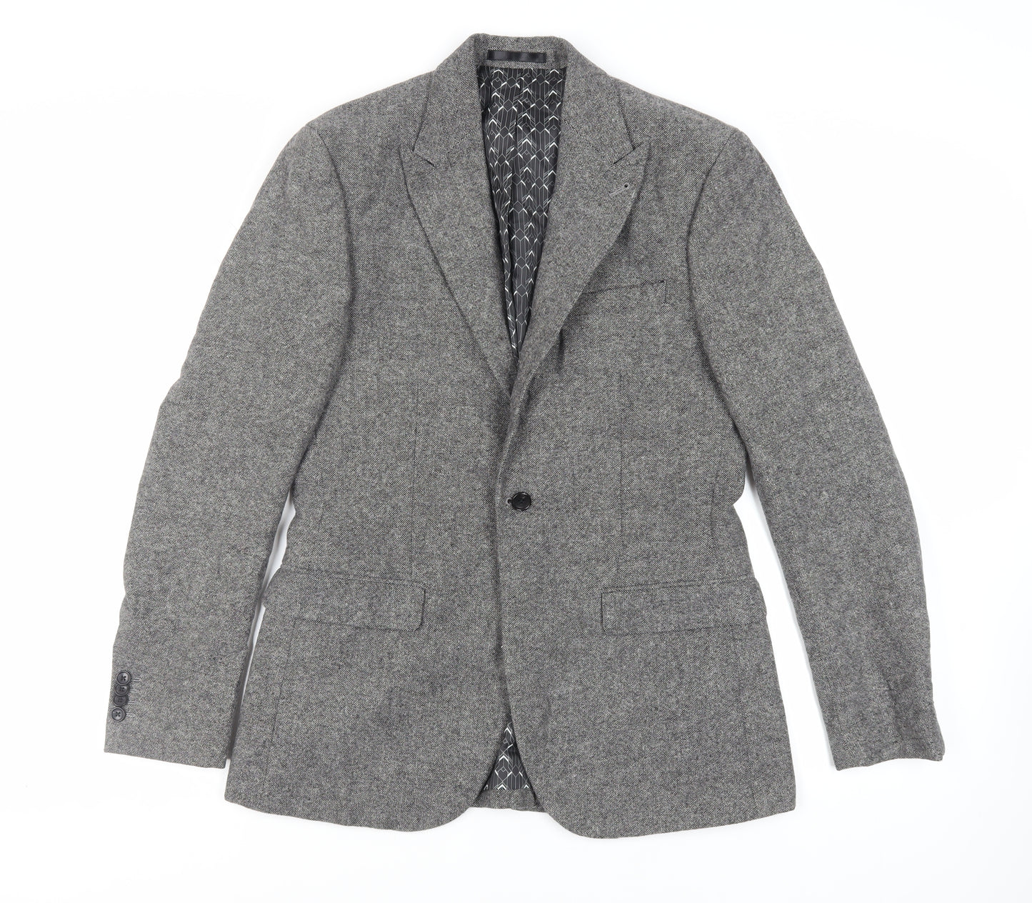 Topman Mens Grey Wool Jacket Blazer Size 38 Regular