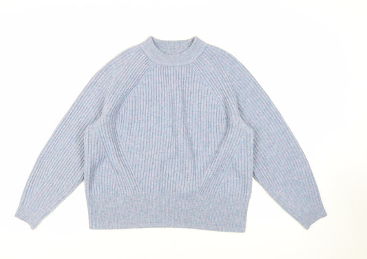 Marks and Spencer Womens Blue Crew Neck Acrylic Pullover Jumper Size L