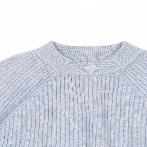 Marks and Spencer Womens Blue Crew Neck Acrylic Pullover Jumper Size L