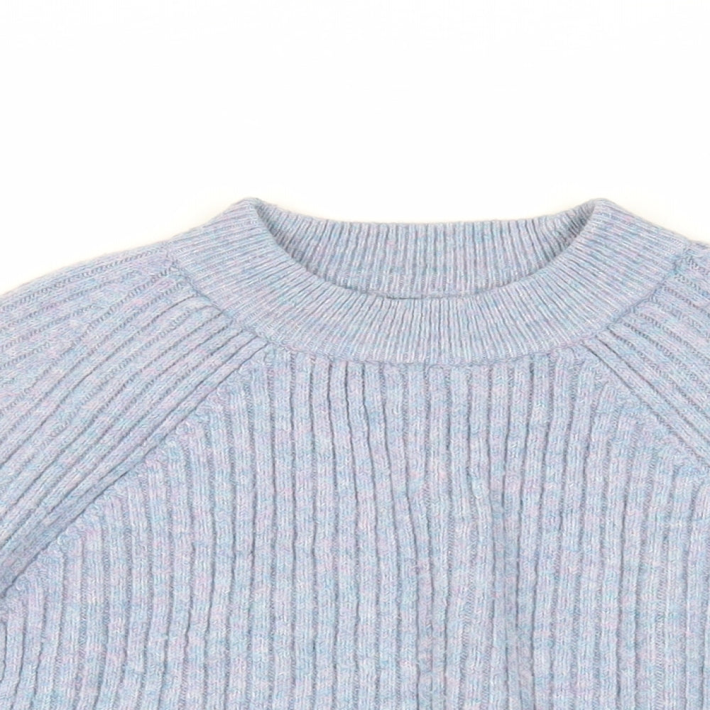 Marks and Spencer Womens Blue Crew Neck Acrylic Pullover Jumper Size L