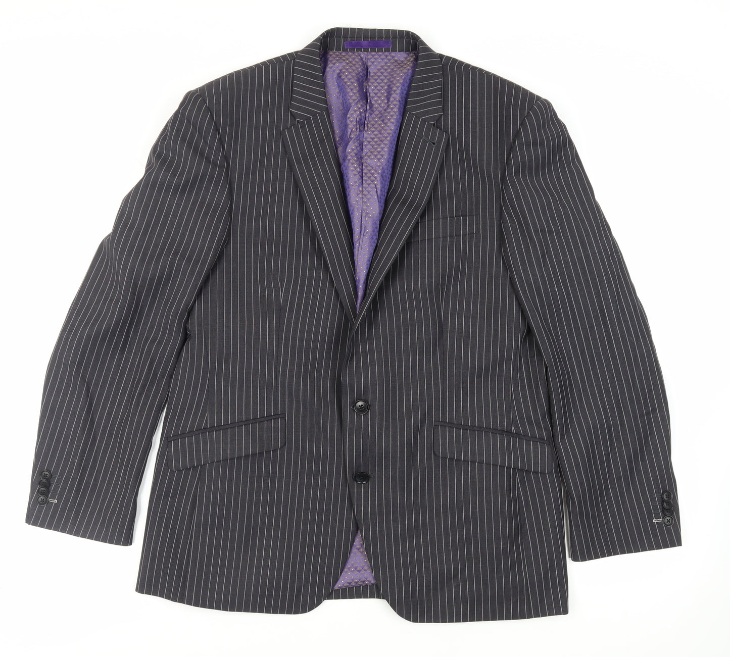 NEXT Mens Grey Striped Wool Jacket Suit Jacket Size 42 Regular