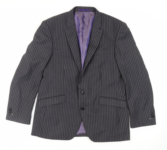 NEXT Mens Grey Striped Wool Jacket Suit Jacket Size 42 Regular