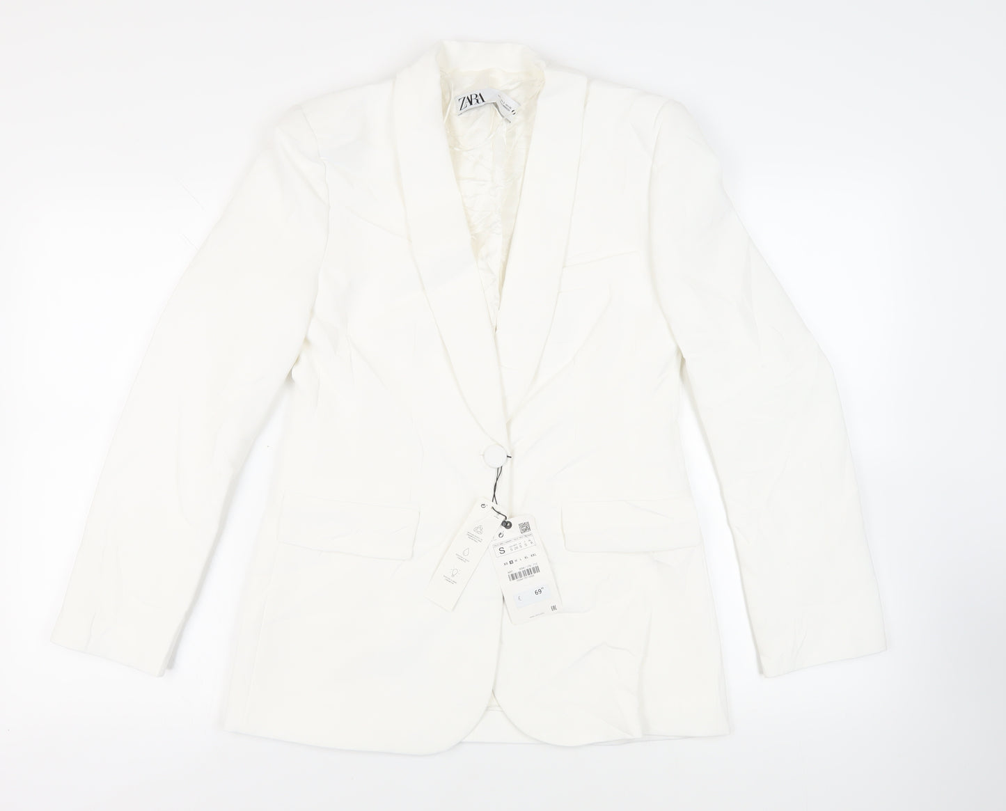 Zara Womens White Jacket Blazer Size S Button