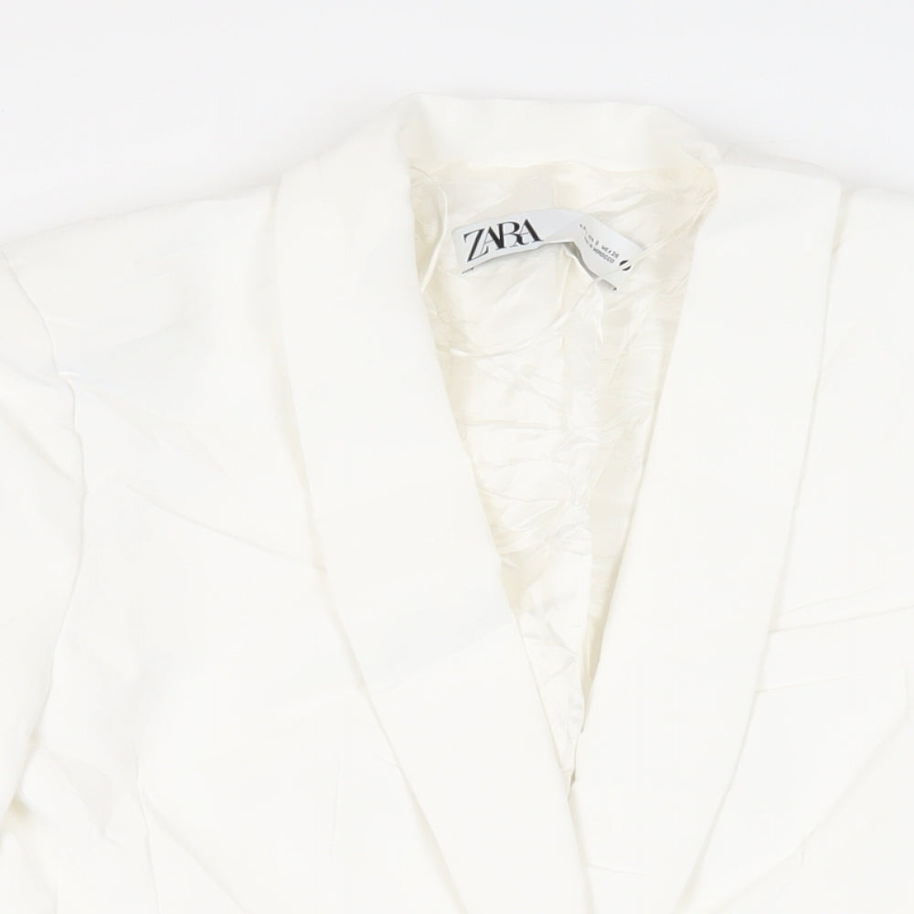 Zara Womens White Jacket Blazer Size S Button