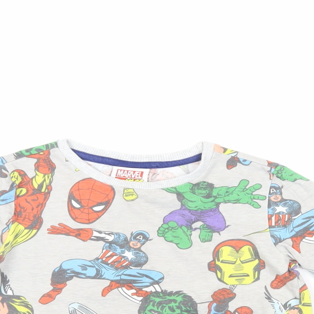 Marvel Comics Boys Grey Geometric Cotton Pullover T-Shirt Size 2-3 Years Crew Neck Pullover - Justice League