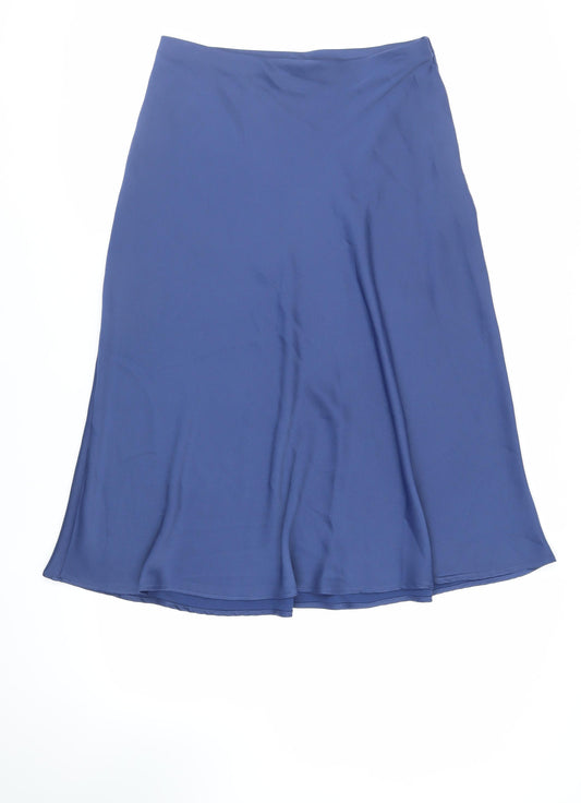 Marks and Spencer Womens Blue Polyester A-Line Skirt Size 14 - Elasticated Waist