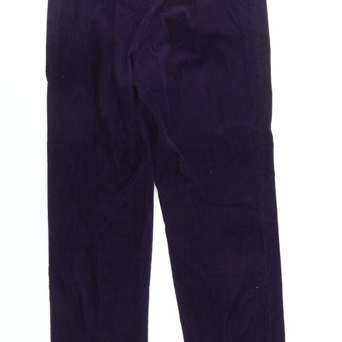 Marks and Spencer Womens Purple Cotton Trousers Size 14 L29 in Regular - Elasticated Waist