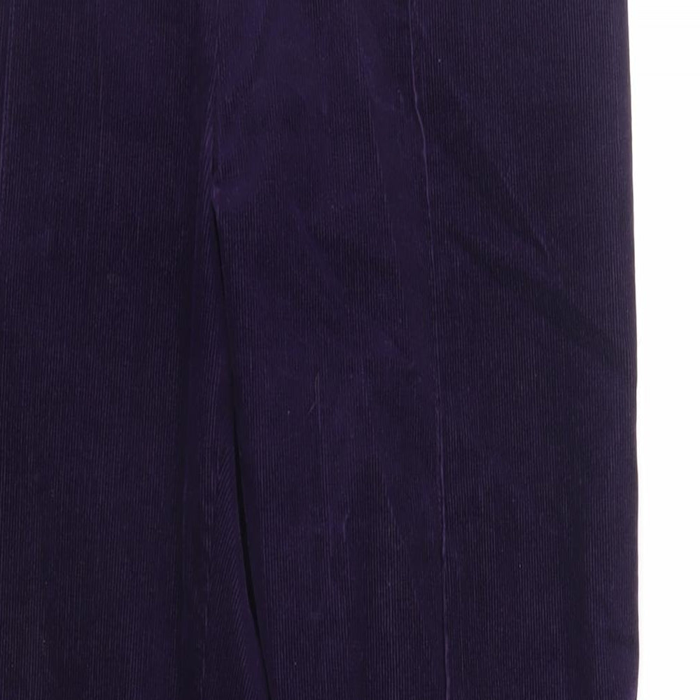 Marks and Spencer Womens Purple Cotton Trousers Size 14 L29 in Regular - Elasticated Waist