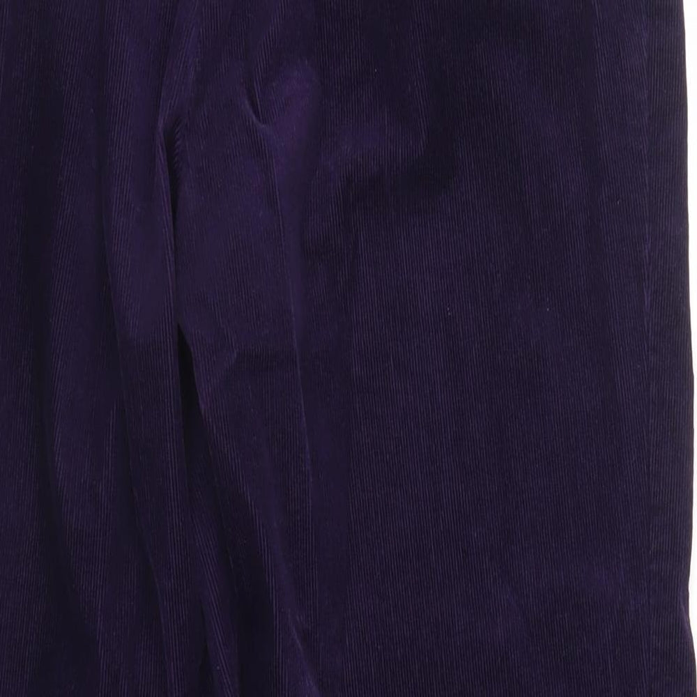 Marks and Spencer Womens Purple Cotton Trousers Size 14 L29 in Regular - Elasticated Waist