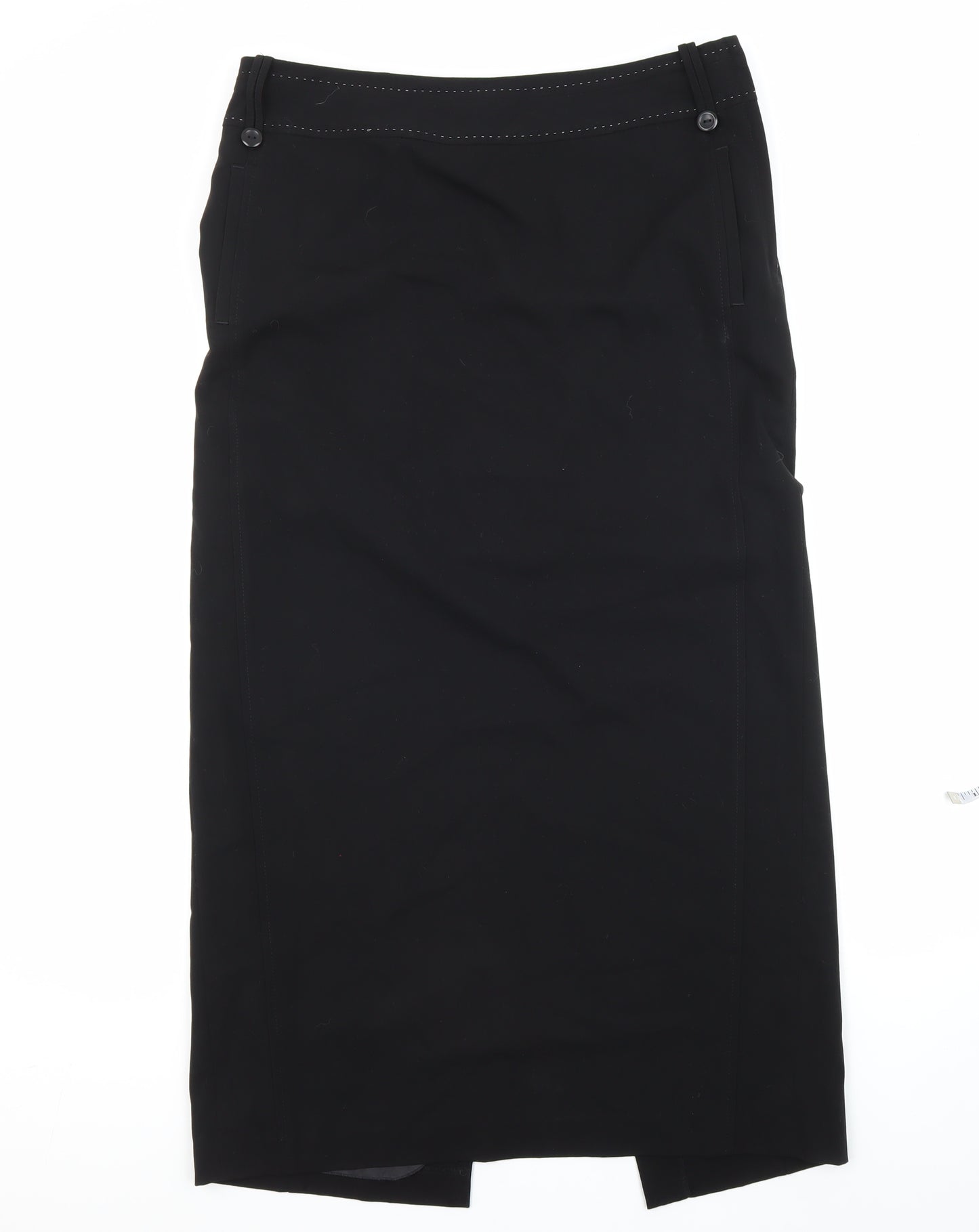 NEXT Womens Black Polyester Straight & Pencil Skirt Size 14 Zip - Split