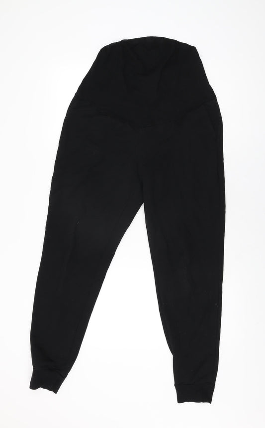 H&M Womens Black Cotton Jogger Trousers Size M L28 in Regular