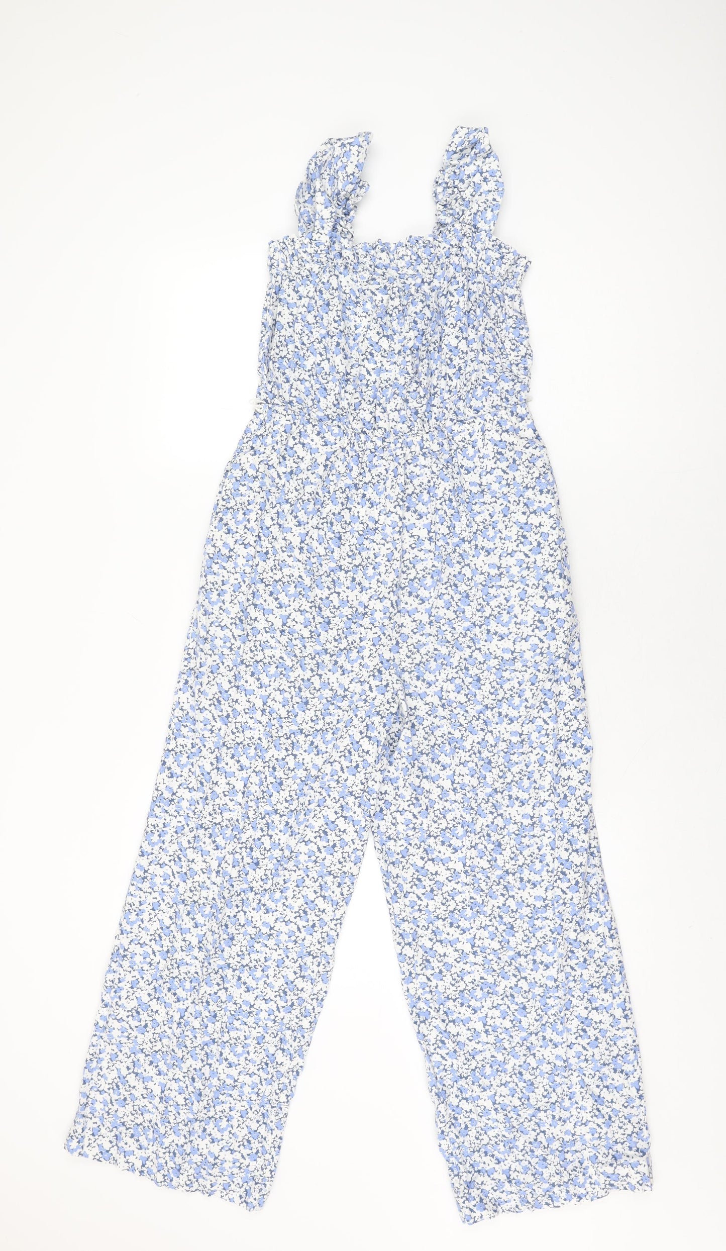 H&M Womens Blue Floral Viscose Jumpsuit One-Piece Size S L25 in Pullover