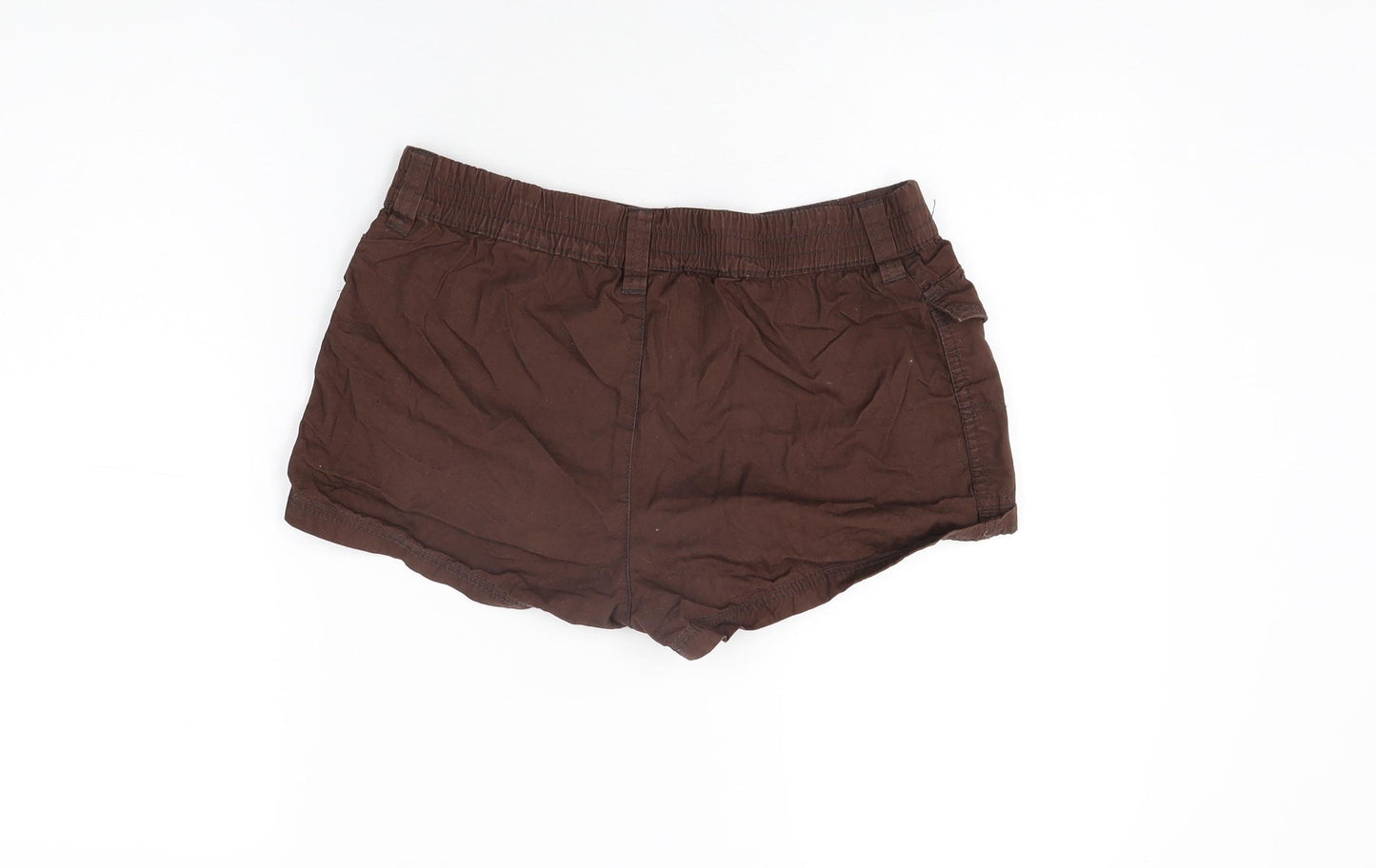 H&M Womens Brown Cotton Basic Shorts Size 8 Regular Zip