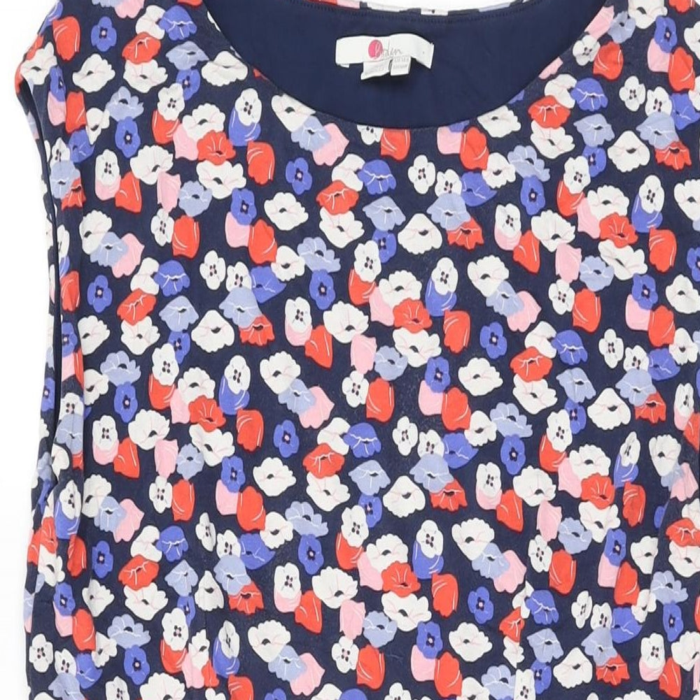 Boden Womens Blue Floral Viscose A-Line Size 14 Round Neck Pullover