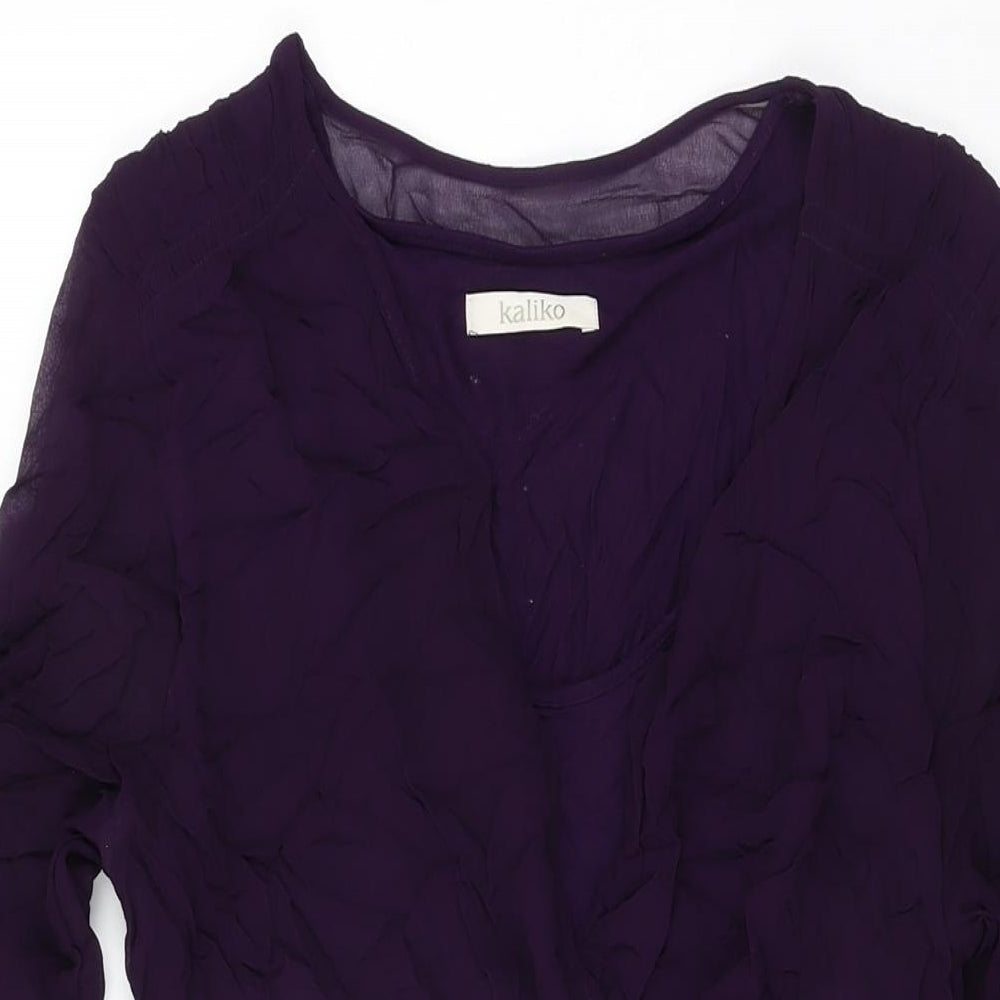 Kaliko Womens Purple Viscose Shift Size 14 V-Neck Pullover