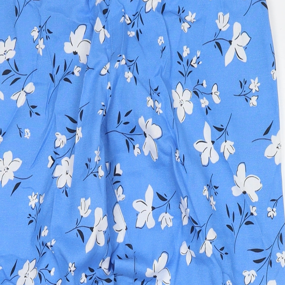 Cotton Traders Womens Blue Floral Viscose Trousers Size 10 L26 in Regular