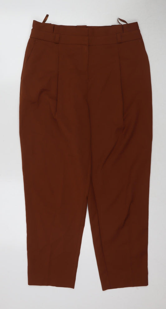 New Look Womens Brown Polyester Trousers Size 12 L26 in Regular Zip