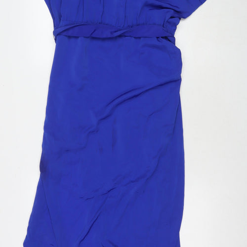 Lounge Womens Blue Polyester Maxi Size 14 V-Neck Snap