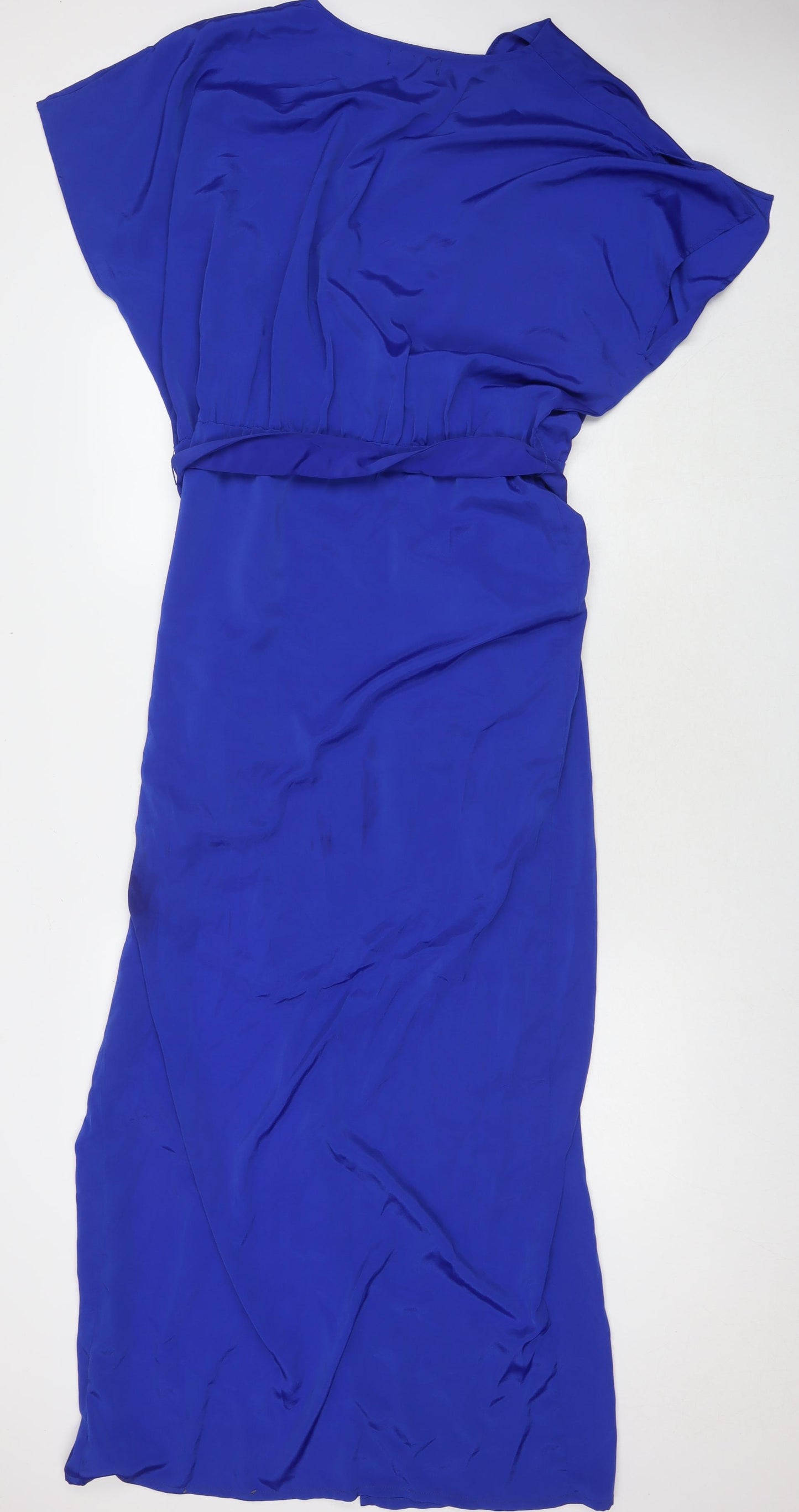 Lounge Womens Blue Polyester Maxi Size 14 V-Neck Snap