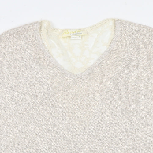 Allesa W. Collection Womens Beige V-Neck Viscose Pullover Jumper Size 12