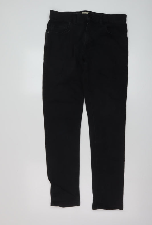 NEXT Mens Black Cotton Straight Jeans Size 30 in L30 in Regular Button