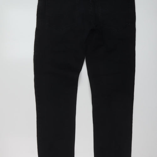 NEXT Mens Black Cotton Straight Jeans Size 30 in L30 in Regular Button