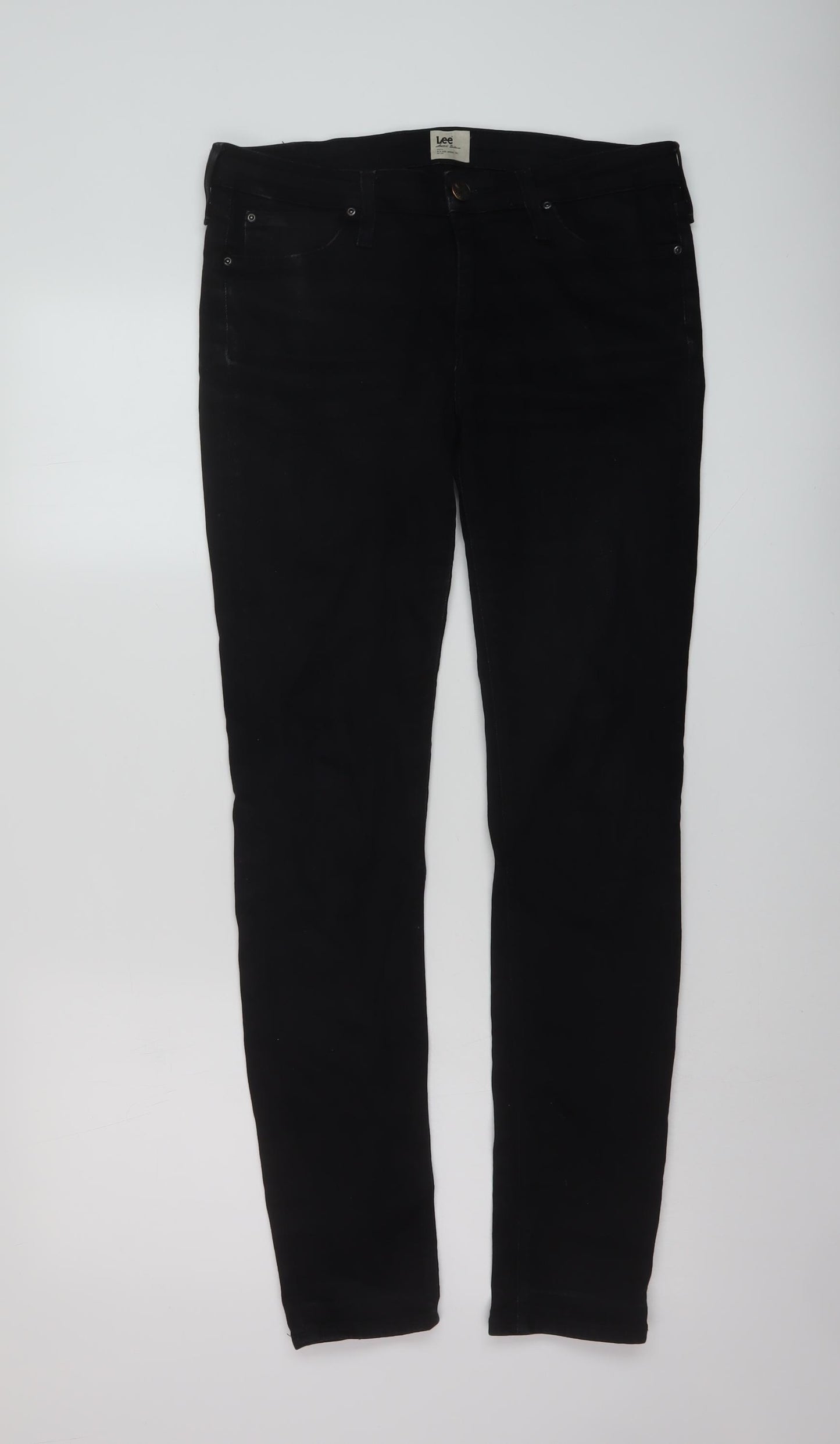 Lee Mens Black Cotton Skinny Jeans Size 30 in L30 in Regular Button