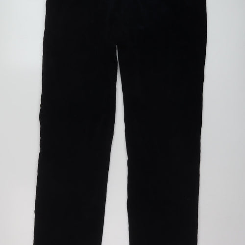 Marks and Spencer Mens Blue Cotton Trousers Size 34 in L31 in Regular Button