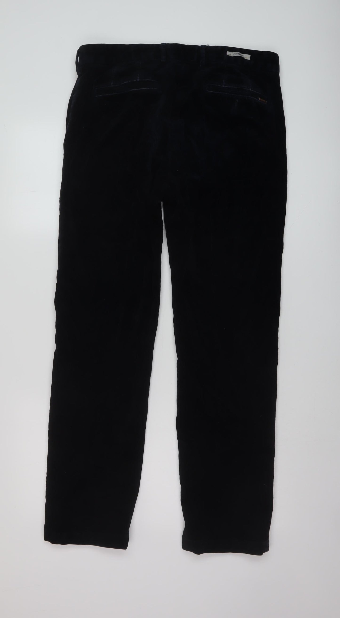 Marks and Spencer Mens Blue Cotton Trousers Size 34 in L31 in Regular Button