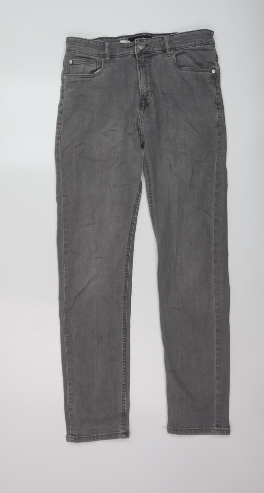 NEXT Mens Grey Cotton Skinny Jeans Size 30 in L30 in Regular Button