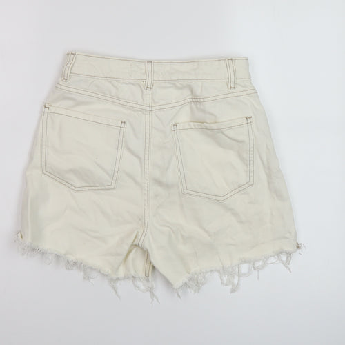 Denim & Co. Womens Ivory Cotton Mom Shorts Size 8 L5 in Regular Button