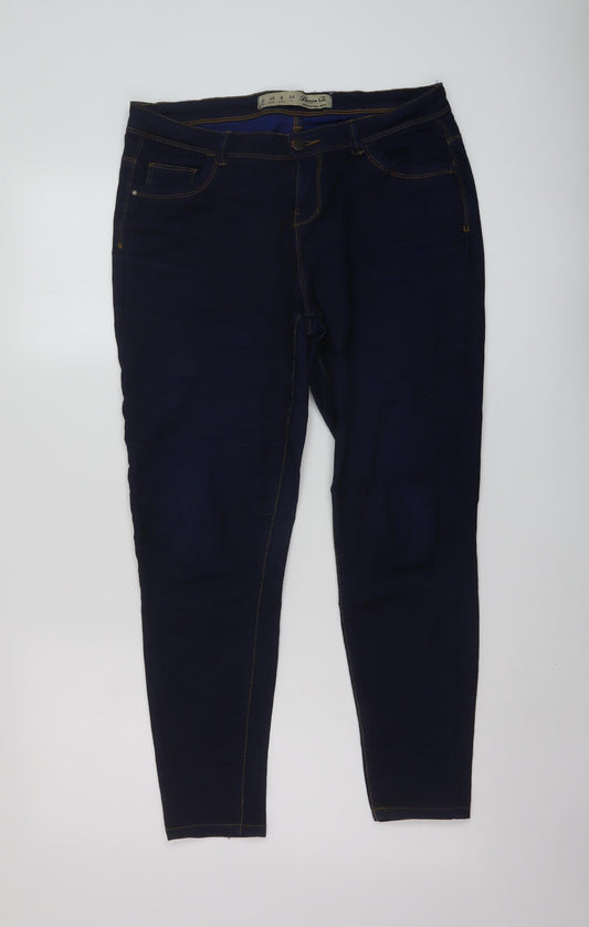 Denim & Co. Womens Blue Cotton Skinny Jeans Size 12 L26 in Regular Button