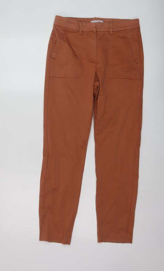 Per Una Womens Orange Cotton Trousers Size 10 L20 in Regular Button