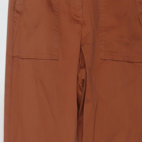 Per Una Womens Orange Cotton Trousers Size 10 L20 in Regular Button