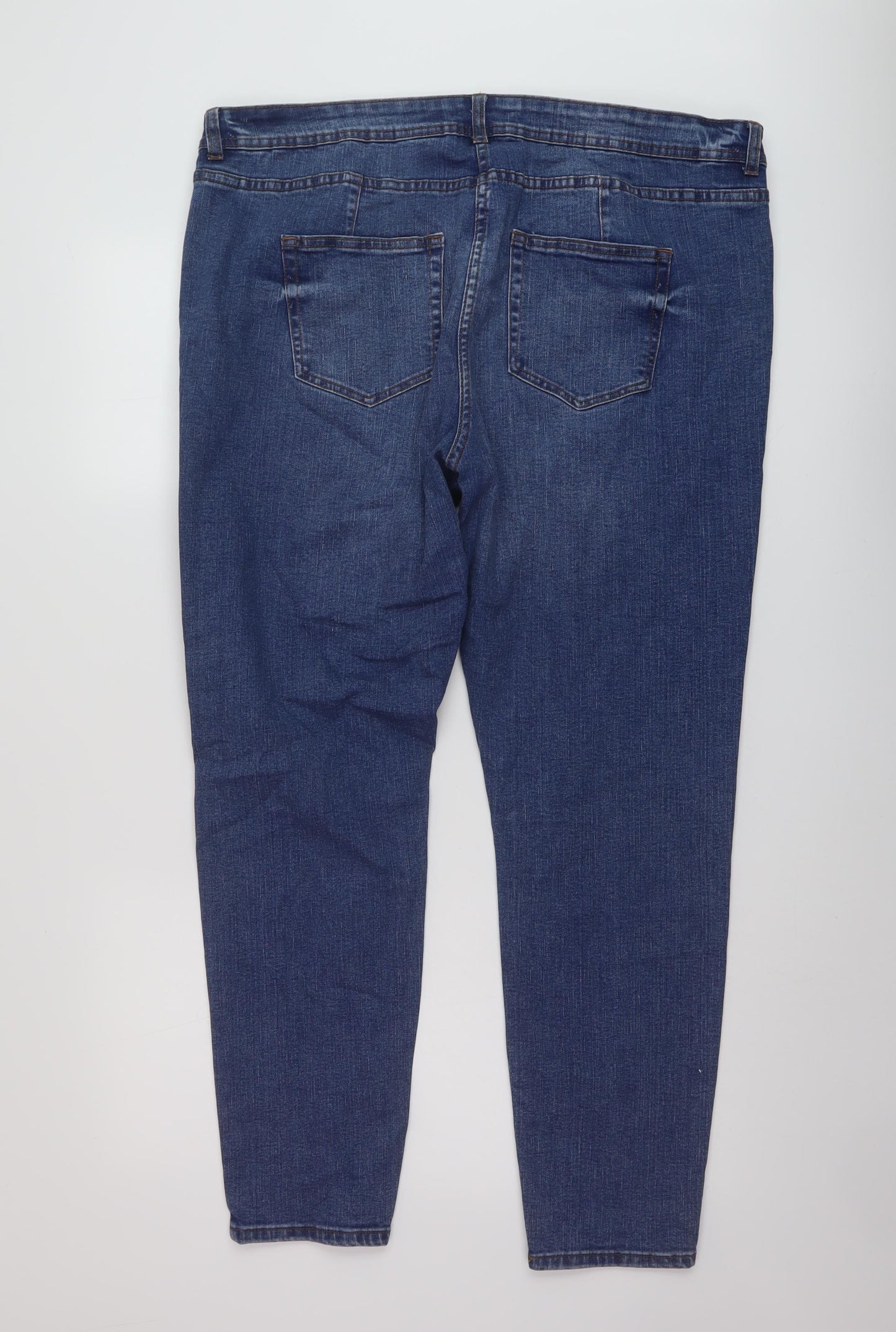 NEXT Womens Blue Cotton Skinny Jeans Size 20 L28 in Regular Button