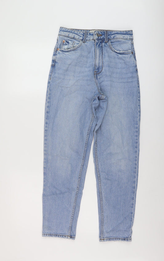 New Look Womens Blue Cotton Mom Jeans Size 6 L26 in Regular Button