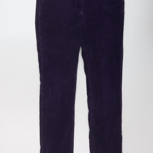 Per Una Womens Purple Cotton Trousers Size 10 L29 in Regular Button