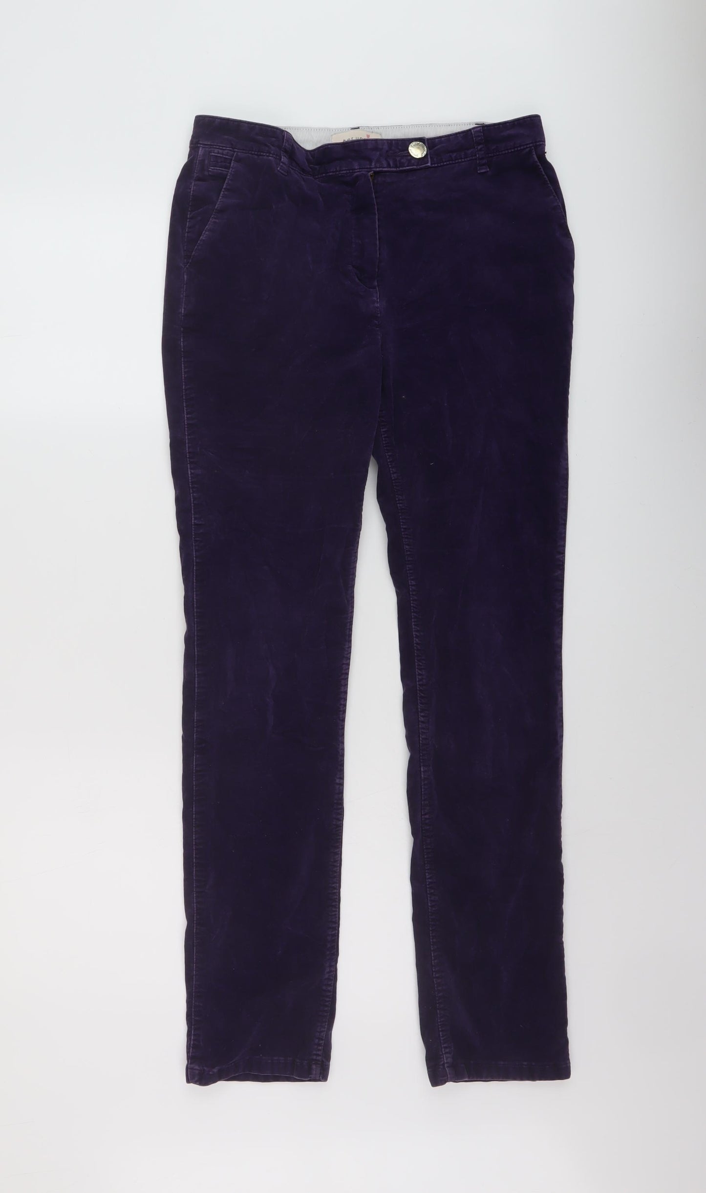 Per Una Womens Purple Cotton Trousers Size 10 L29 in Regular Button