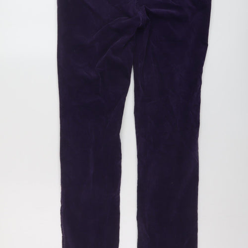 Per Una Womens Purple Cotton Trousers Size 10 L29 in Regular Button