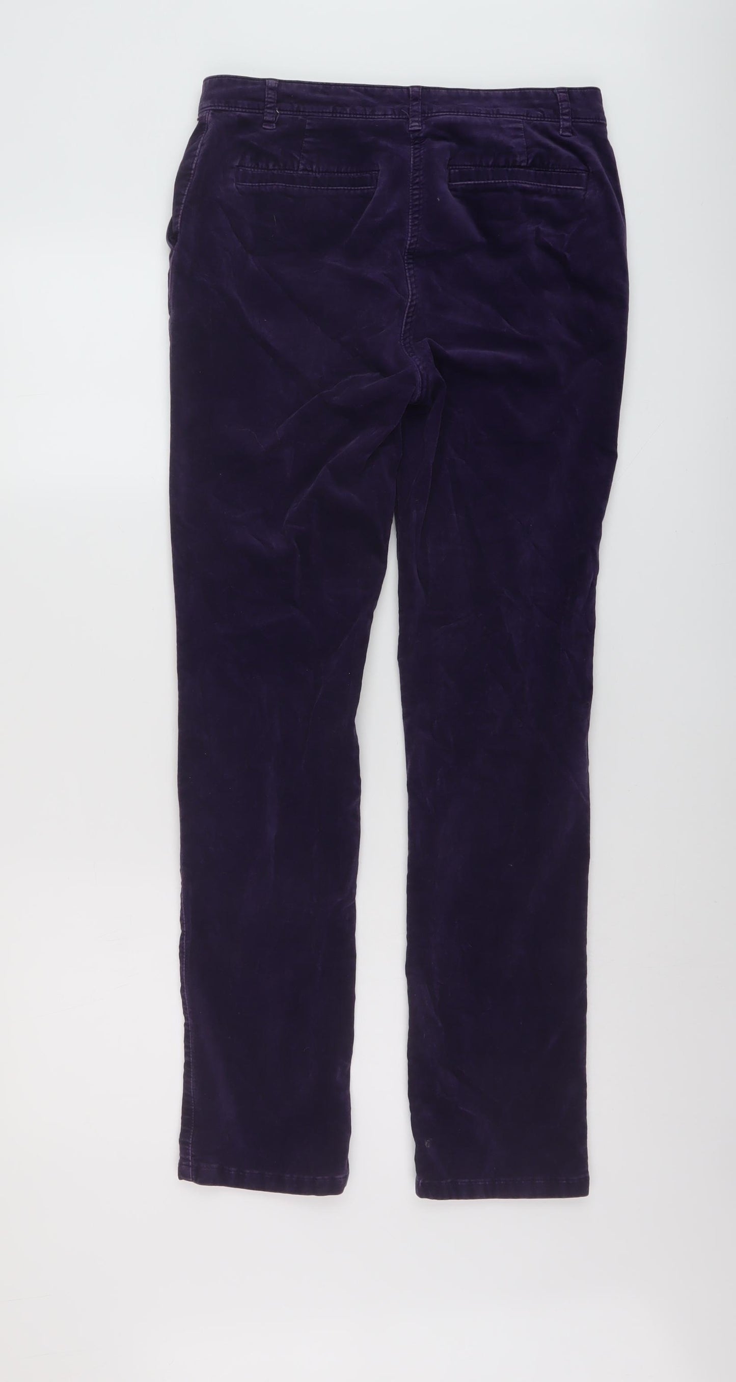 Per Una Womens Purple Cotton Trousers Size 10 L29 in Regular Button