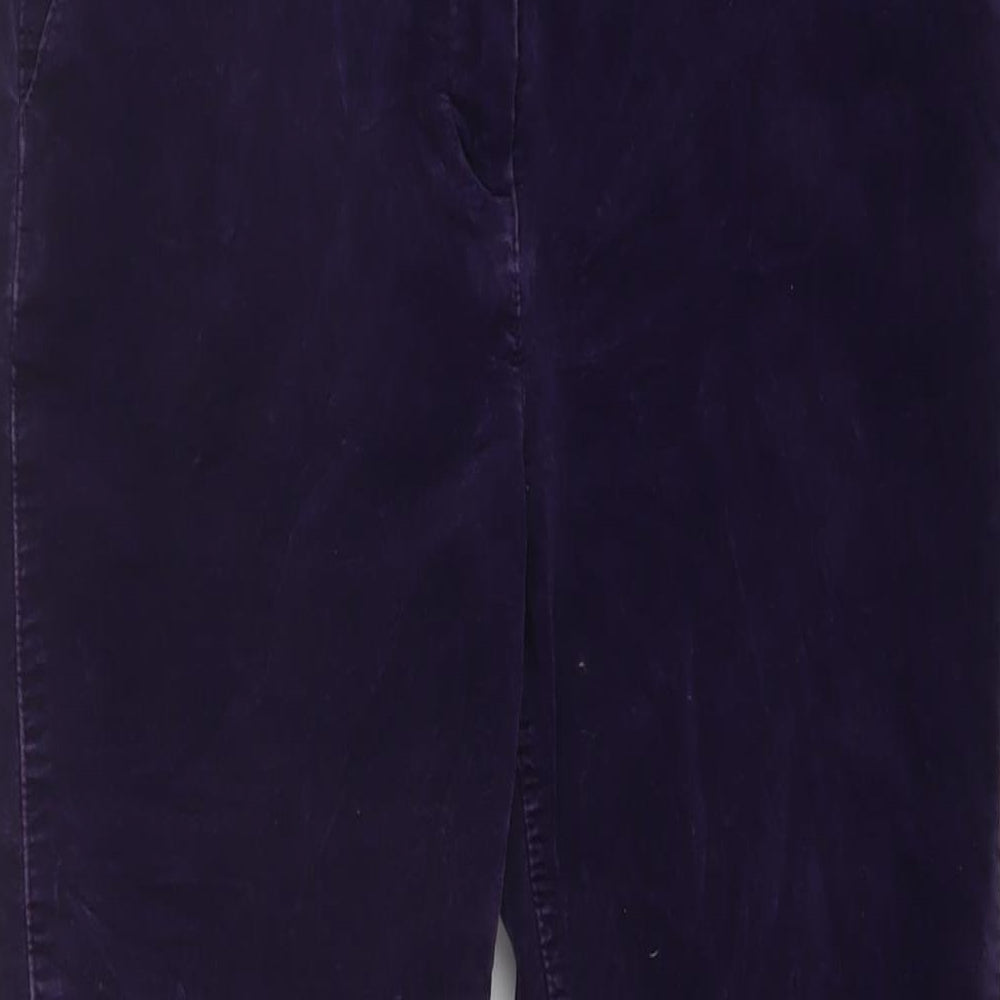 Per Una Womens Purple Cotton Trousers Size 10 L29 in Regular Button