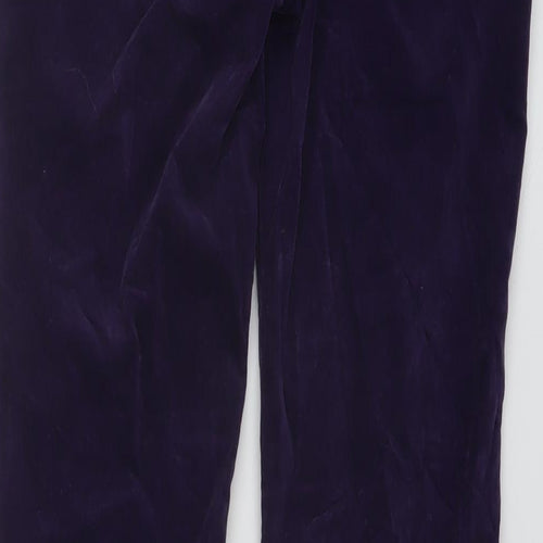 Per Una Womens Purple Cotton Trousers Size 10 L29 in Regular Button