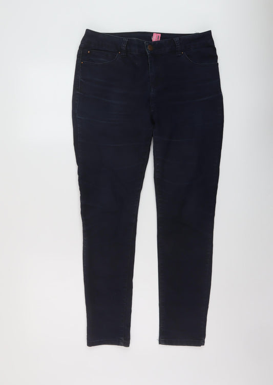 New Look Womens Blue Cotton Skinny Jeans Size 12 L28 in Regular Button