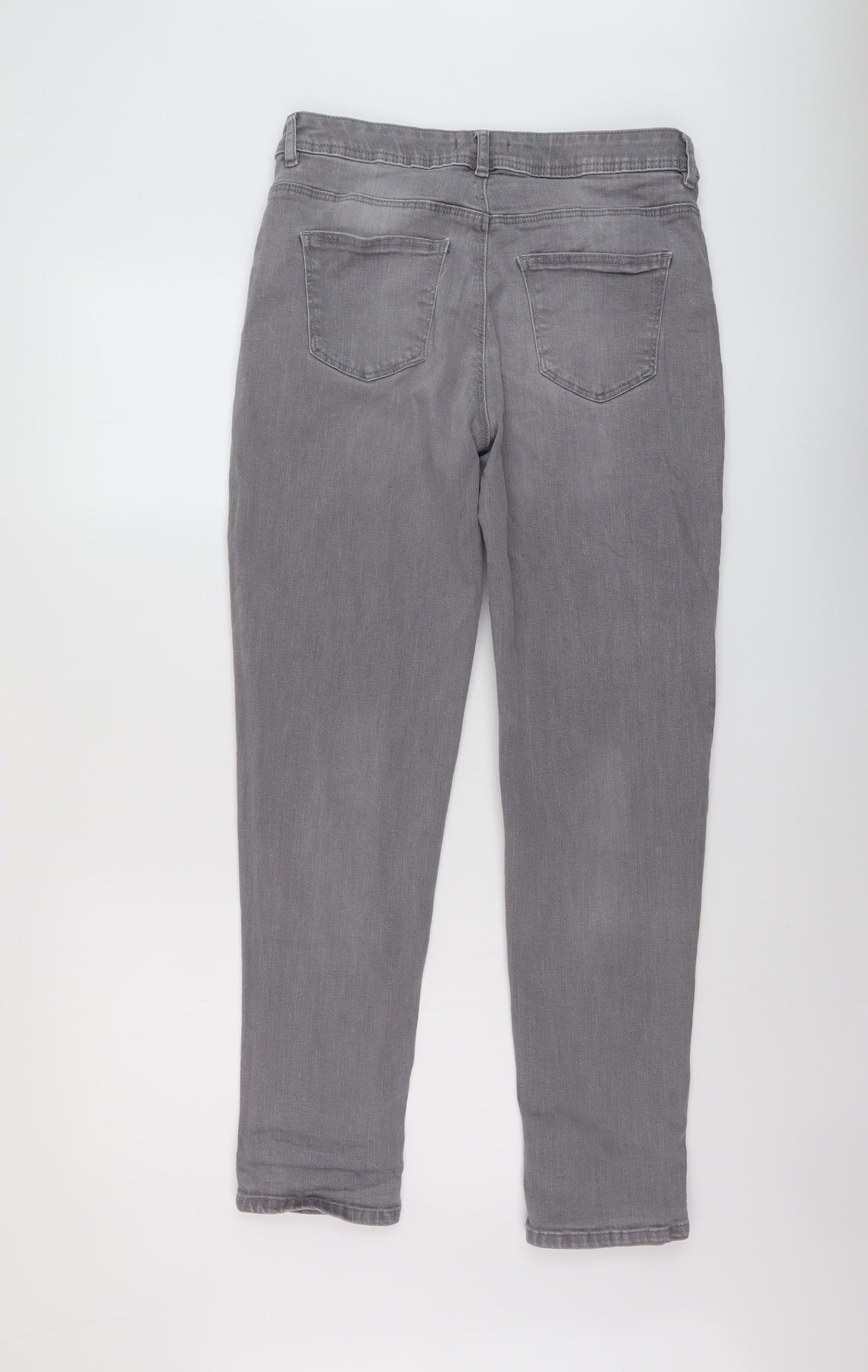 TU Womens Grey Cotton Straight Jeans Size 12 L29 in Regular Button