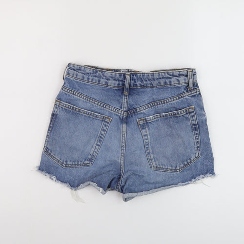 Zara Womens Blue Cotton Hot Pants Shorts Size 6 L3 in Regular Button