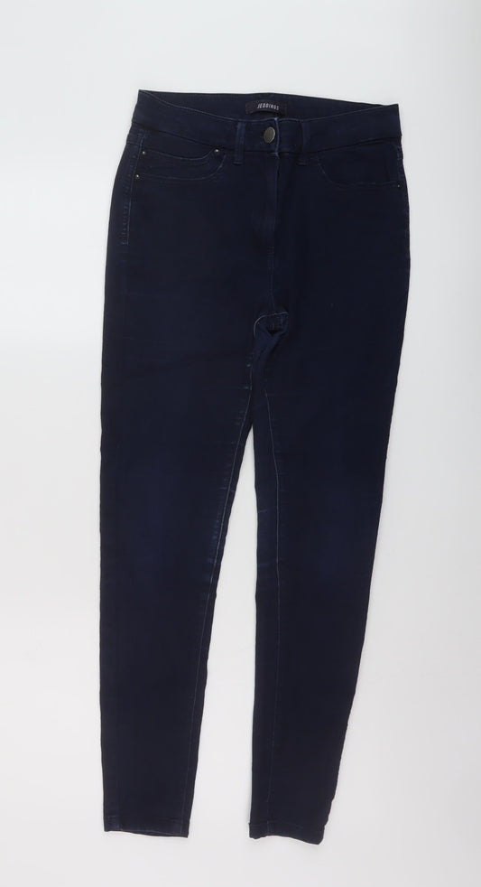 Marks and Spencer Womens Blue Cotton Skinny Jeans Size 10 L27 in Regular Button