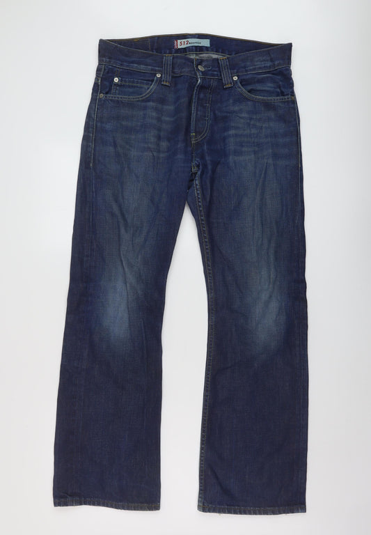 Levi's Mens Blue Cotton Bootcut Jeans Size 32 in L30 in Regular Button