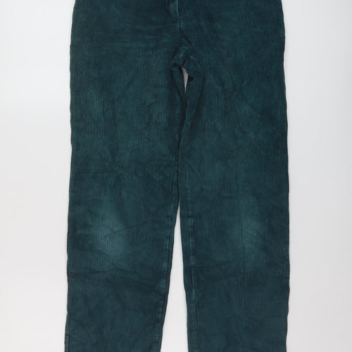 St Michael Womens Green Cotton Trousers Size 14 L29 in Regular Button