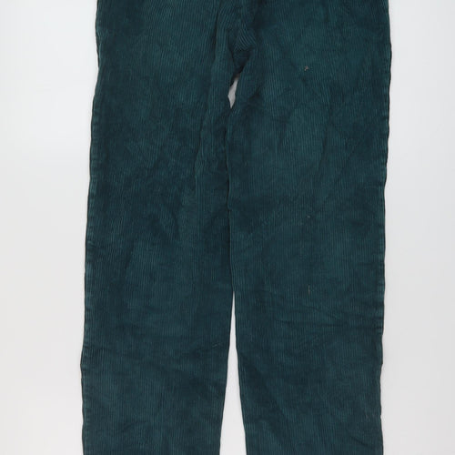 St Michael Womens Green Cotton Trousers Size 14 L29 in Regular Button