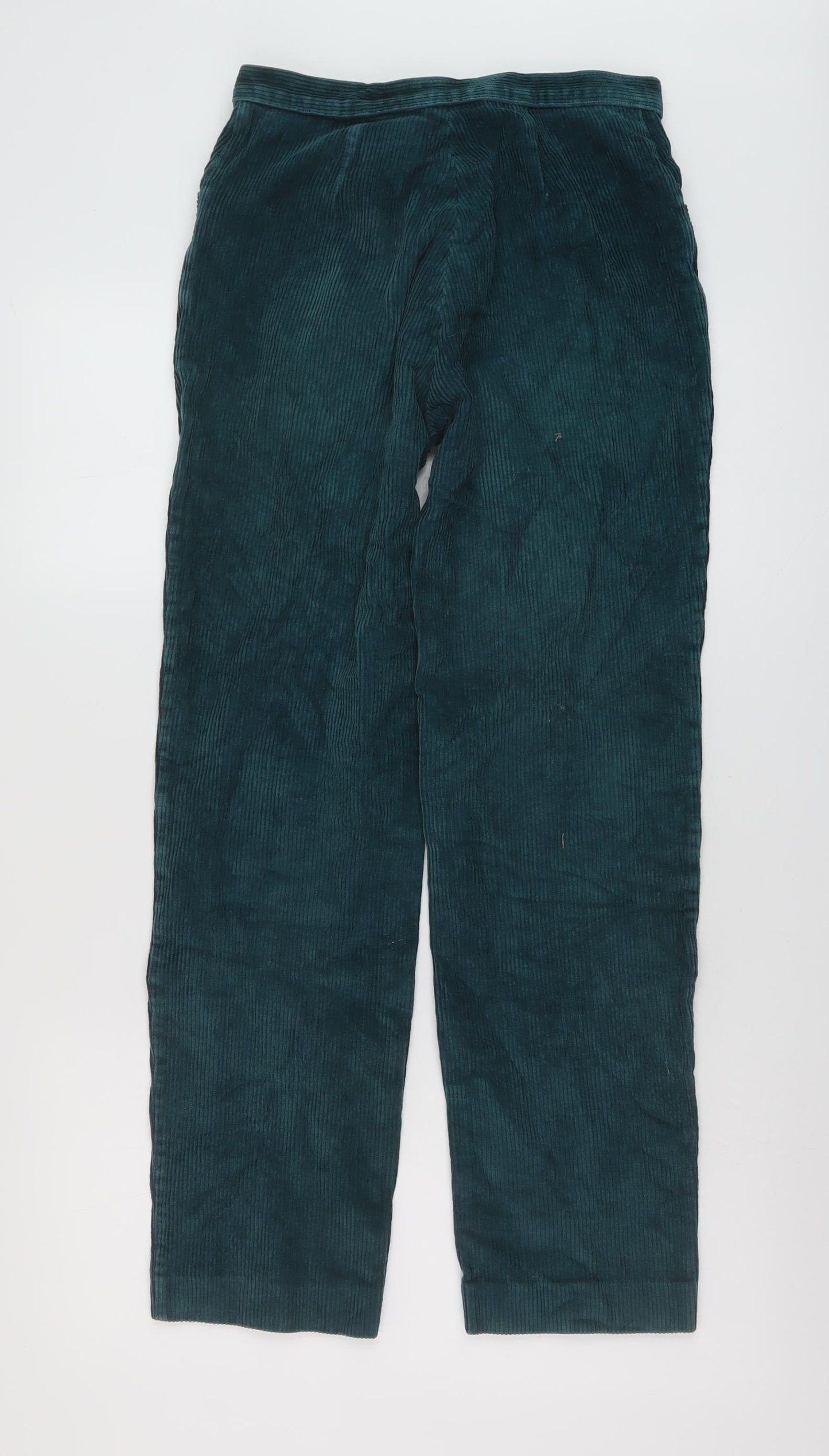 St Michael Womens Green Cotton Trousers Size 14 L29 in Regular Button